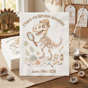 Dinosaur Skeleton Paleontologist Boy 4th Birthday Napkins