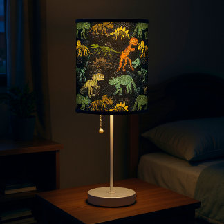 Dinosaur Skeleton Pattern Boys Room Table Lamp