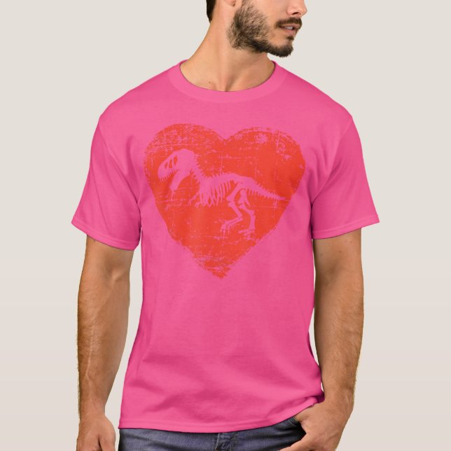 Dinosaur Skeleton Shirt  Love T Rex Red Heart Gift (Front)