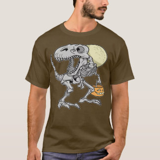 Dinosaur Skeleton T re Scary Pumpkin Moon hallowee T-Shirt