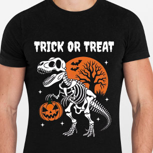 Dinosaur Skeleton Trick or Treat Funny Halloween T-Shirt