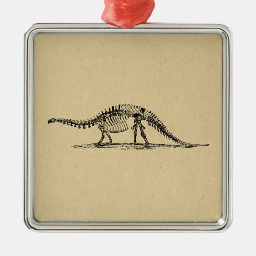 Dinosaur Skeleton Vintage Art Metal Ornament