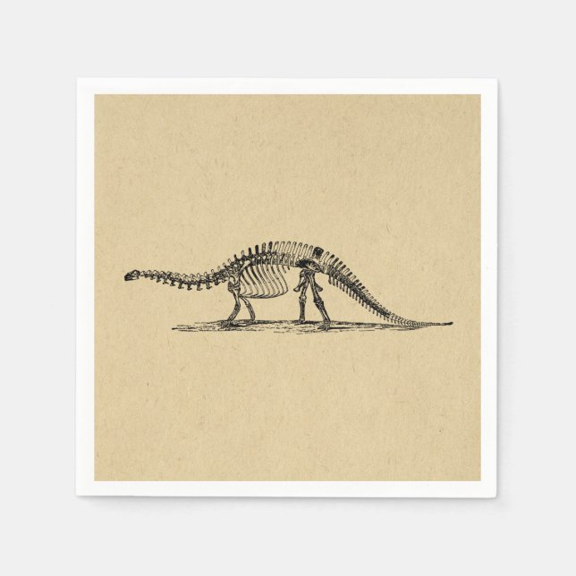 Dinosaur Skeleton Vintage Art Napkins (Front)