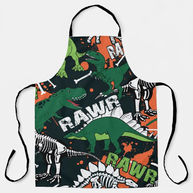 Dinosaur skeleton. Vintage grunge pattern Apron (Front)