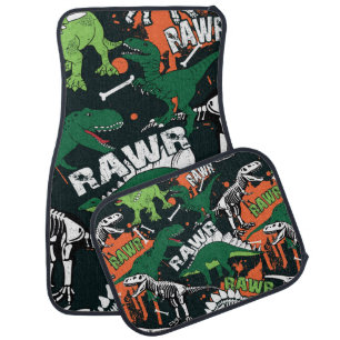 Dinosaur skeleton. Vintage grunge pattern Car Floor Mat