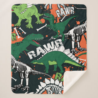 Dinosaur skeleton. Vintage grunge pattern Sherpa Blanket