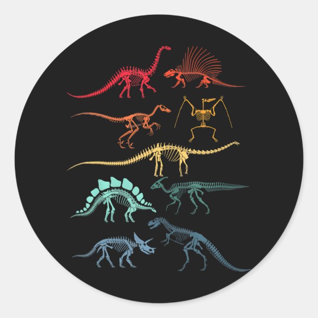 Dinosaur Skeletons Dino Classic Round Sticker (Front)