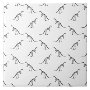 Dinosaur Skeletons Pattern CUSTOM BACKGROUND COLOR Ceramic Tile