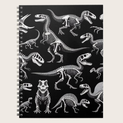 Dinosaur Skeletons White Fossil Bones Notebook Dinosaur Skeletons White Fossil Bones Notebook
