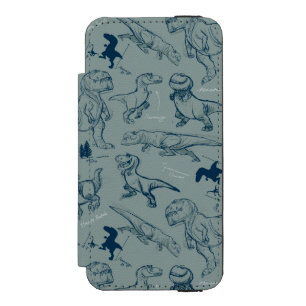 Dinosaur Sketch Pattern Wallet Case For iPhone SE/5/5s