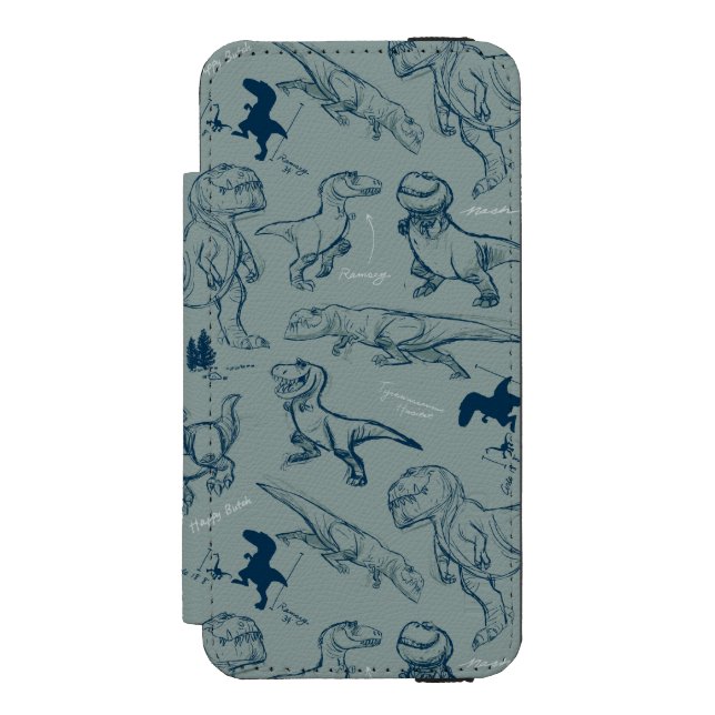 Dinosaur Sketch Pattern Incipio iPhone Wallet Case (Folio Front)