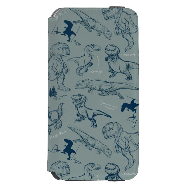 Dinosaur Sketch Pattern Incipio iPhone Wallet Case (Folio Front)