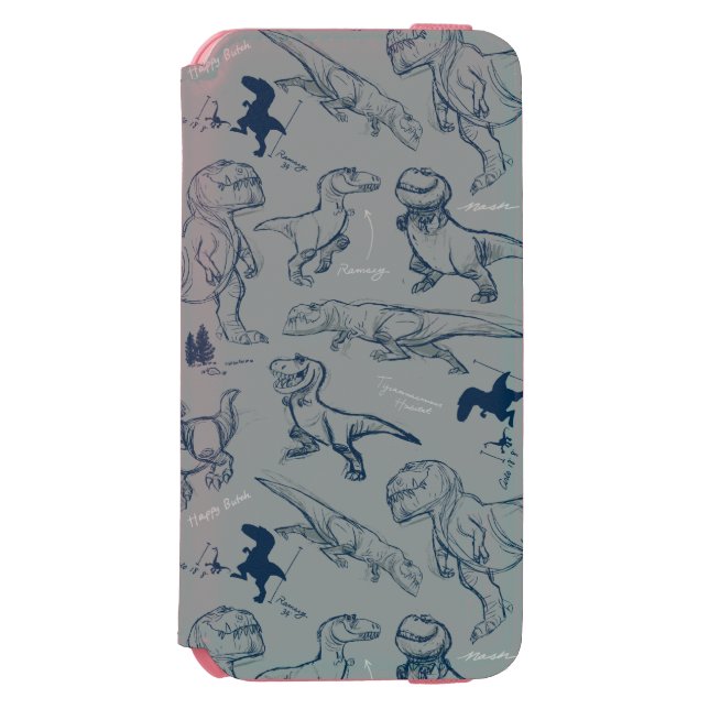 Dinosaur Sketch Pattern Incipio iPhone Wallet Case (Folio Front)