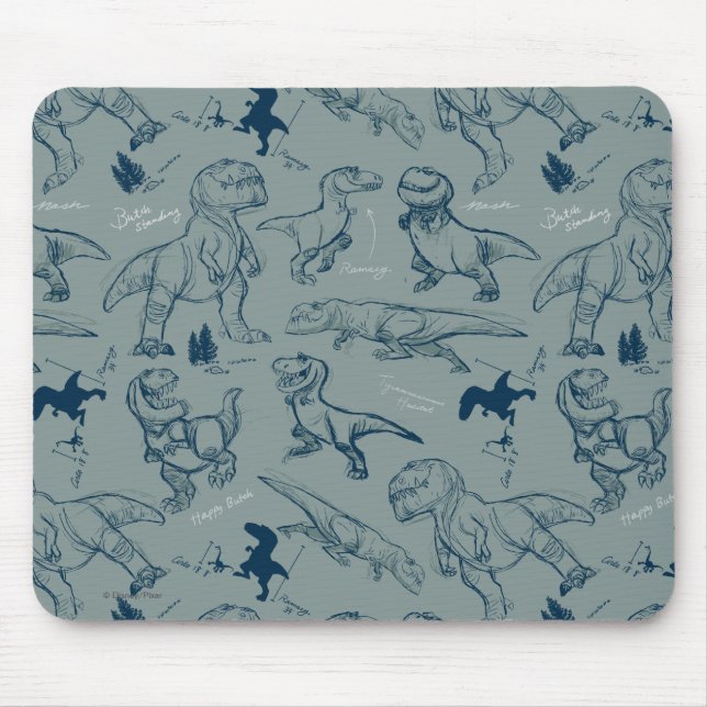 Dinosaur Sketch Pattern Mouse Pad (Front)