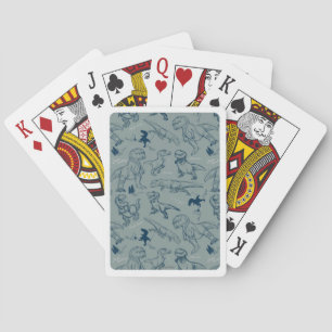 Dinosaur Sketch Pattern Playing Cards