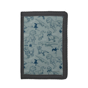 Dinosaur Sketch Pattern Tri-fold Wallet