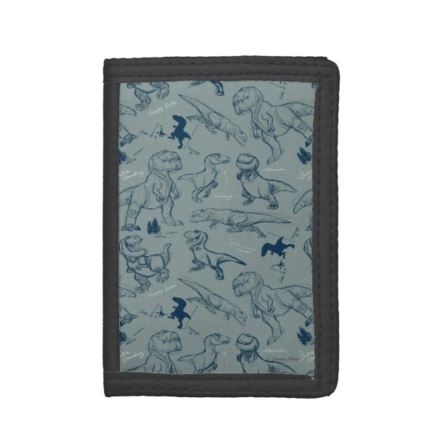Dinosaur Sketch Pattern Tri-fold Wallet (Front Vertical)