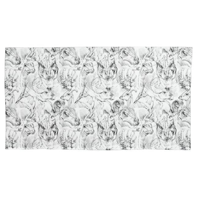 Dinosaur Sketch Pillow Case (Front-Left)