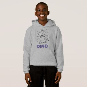 Dinosaur - Sketched Animal - Black, Gray & Purple Hoodie