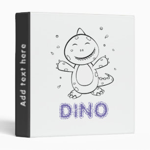 Dinosaur - Sketched Art Animal in Black & White 3 Ring Binder