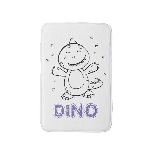 Dinosaur - Sketched Art Animal in Black & White Bath Mat (Front Vertical)