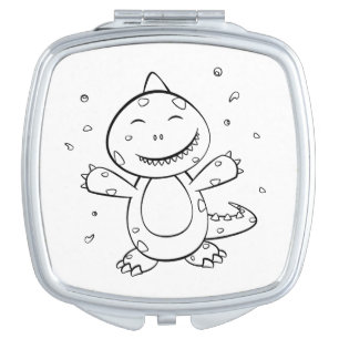 Dinosaur - Sketched Art Animal in Black & White Compact Mirror