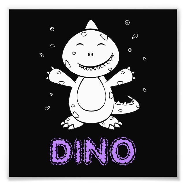 Dinosaur - Sketched Art Animal in Black & White Photo Print (Front)