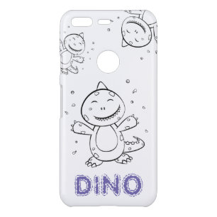 Dinosaur - Sketched Art Animal in Black & White Uncommon Google Pixel Case