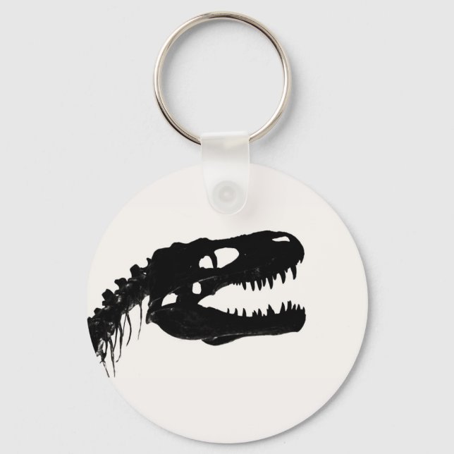 Dinosaur skull skeleton silhouette keychain (Front)
