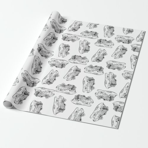 Dinosaur Skulls Pattern CUSTOM BACKGROUND COLOR Wrapping Paper
