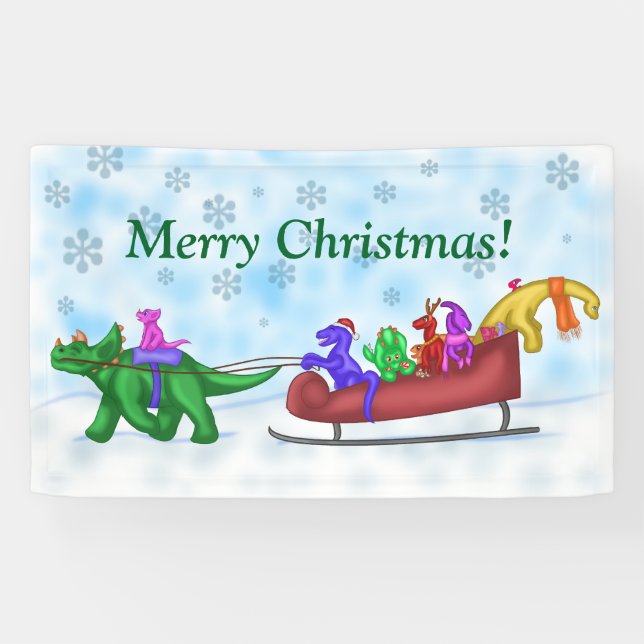 Dinosaur Sleigh Ride Banner (Horizontal)