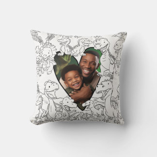 Dinosaur Son Daughter Color-in Photo Cushion