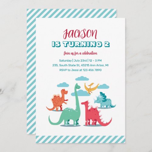 Dinosaur Species Kids Jurassic Birthday Invitation