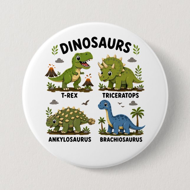 Dinosaur Species Learning for Kids Button (Front)