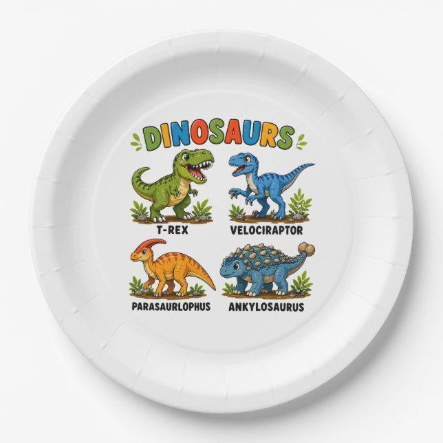 Dinosaur Species Learning for Kids Paper Plates (Front)