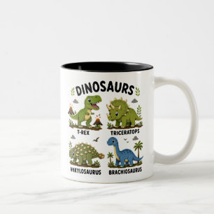 Dinosaur Species Learning for Kids Two-Tone Coffee Mug