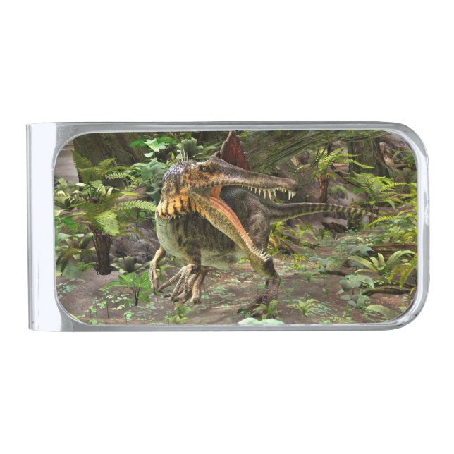 Dinosaur Spinosaurus Silver Finish Money Clip (Front)