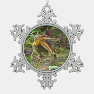 Dinosaur Spinosaurus Snowflake Pewter Christmas Ornament