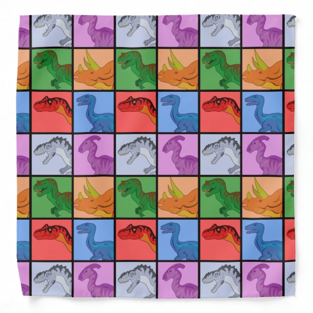Dinosaur Squares Bandana (Front)