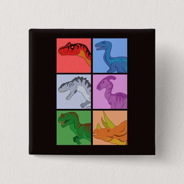 Dinosaur Squares Button (Front)