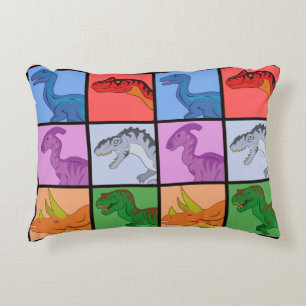 Dinosaur Squares Decorative Pillow