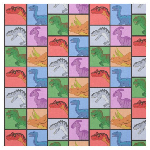 Dinosaur Squares Fabric