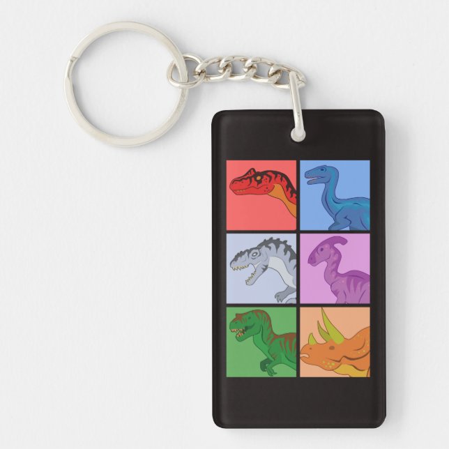 Dinosaur Squares Keychain (Front)