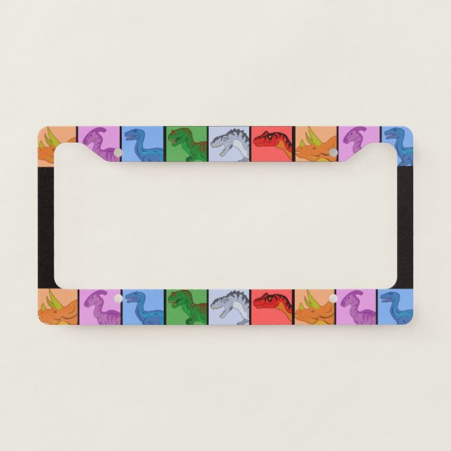 Dinosaur Squares License Plate Frame (Front)