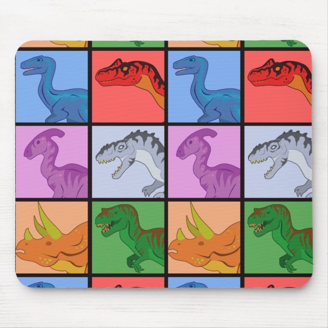 Dinosaur Squares Mouse Pad (Front)