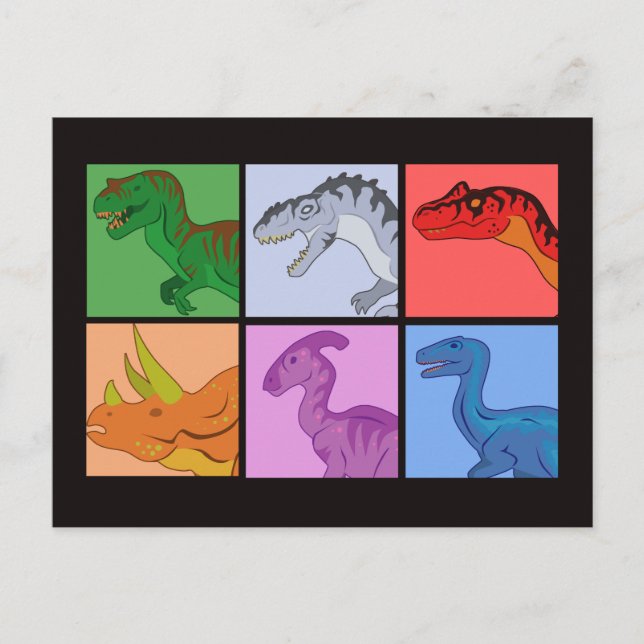Dinosaur Squares Postcard (Front)