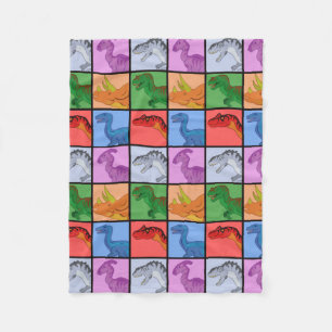 Dinosaur Squares (tiled) Fleece Blanket