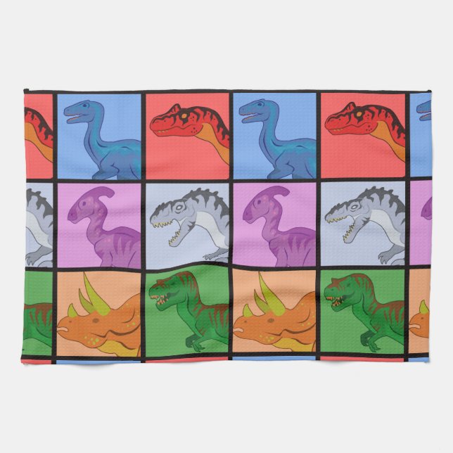 Dinosaur Squares Towel (Horizontal)
