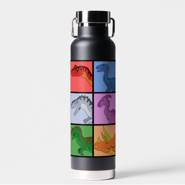 Dinosaur Squares Water Bottle (Front)