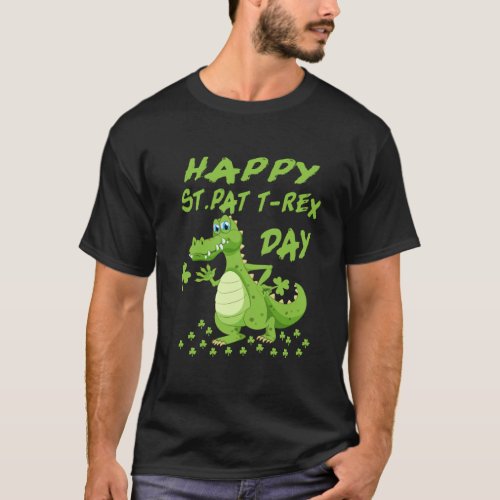 Dinosaur St Patricks Day Happy St Pat Trex Essenti T_Shirt